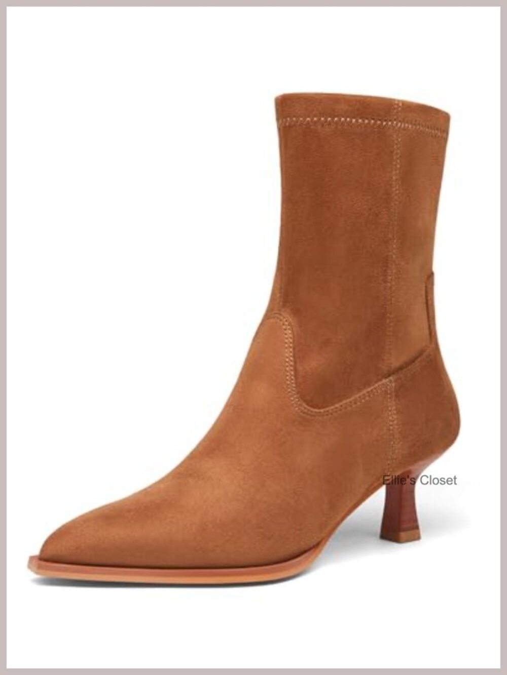 Women's Pointed Toe Ankle Boots Faux Leather Kitten Heel Booties